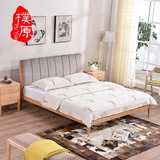 实木床北欧宜家1.8米床现代简约实木床头柜组合原木色家具包邮