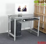 华可1米电脑桌办公桌 钢化玻璃电脑桌培训桌 网吧桌简易桌一体机