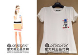 RURU意大利正品代购 moschino 16秋冬新款奶牛图案短袖白色T恤