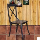 美式休闲咖啡椅餐桌椅组合铁艺餐椅设计师吧台椅实木创意欧式椅子