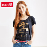 Baleno/班尼路女装 时尚甜美创意字母印花公主衫 圆领休闲短袖T恤