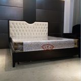 样板房新中式1.8米双人床实木布艺卧室婚床现代简约酒店床铺定制