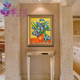 紫之兰 梵高名画蓝玫瑰油画 纯手绘植物花卉玄关卧室客厅装饰挂画