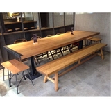 【豪典华庭】美式复古铁艺餐桌大型实木会议桌办公桌椅欧式电脑桌