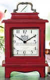 美式乡村红美式乡村软装家居饰品复古做旧乡村红桌面时钟摆件