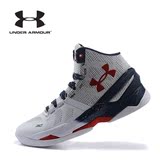 安德玛正品库里篮球鞋2代签名款 UA CURRY高帮男球鞋跑鞋白蓝红