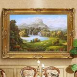 油画手绘 现代山水风景聚宝盆 客厅餐厅玄关挂画壁画有框 装饰画