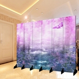 紫色梦幻森林折叠屏风隔断时尚玄关 主播背景墙咖啡厅奶茶店卧室