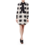 日本代购 Kate Spade 2015新款格子蝴蝶结长袖衬衫连衣裙