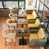 咖啡厅沙发 美式复古休闲洽谈 西餐厅茶餐厅 奶茶甜品店桌椅组合