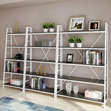 宜家钢木书架置物架简易客厅创意隔板简约书架组合展示架书柜货架