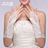 新娘结婚手套  缎长 镂空手套 婚纱礼服配饰新款2015 米白红色