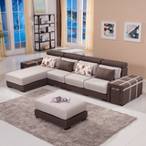 布艺沙发组合简约现代大小户型客厅家具多功能沙发转角可拆洗棉麻