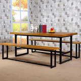 欧式简洁铁艺实木一桌二椅整套组合 客厅餐厅桌椅中西式餐桌推荐
