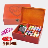 包邮 Zakka实木针线盒 针线包韩国针线套装 家用缝纫手缝线收纳盒