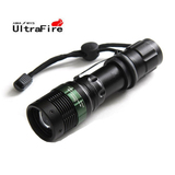上新大促UltraFire机械变焦LED强光手电筒三档双电源防水自行车灯
