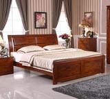 B818香樟木实木床卧室家具全实木1.5米1.8米床中式大床双人床包邮