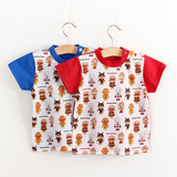 外贸2015年夏新款男童女童宝宝肩扣面包超人短袖T恤