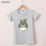 ONOZA2016夏装修身简约打底t恤女 可爱龙猫打伞卡通学生棉短袖894