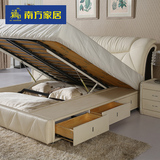 南方家私时尚现代小户型真皮床 1.8米双人床储物床皮艺床卧室婚床
