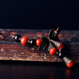 青歌 景德镇原创中国风红色琉璃瓶瓷珠项链毛衣链装饰珠链