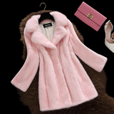 2015冬季新款海宁水貂皮草女士中长款长袖整貂外套裘皮貂皮大衣