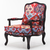 欧式单人小沙发 复古沙发老虎椅布艺网咖沙发椅现代实木沙发