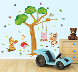 特大可爱卡通树墙贴儿童房幼儿园宝宝贴画 创意动物欢乐树墙贴纸