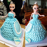 个性创意冰雪奇缘艾莎公主芭比娃娃生日蛋糕深圳同城速递罗湖区店