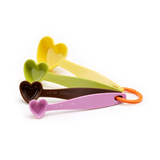 屋诺量勺4件套装 彩色塑料心形计量匙 带刻度勺子厨房烘焙工具