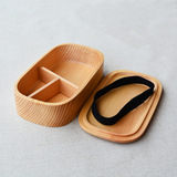 日式正品木质长方形便当盒 便携学生饭盒 创意分格食盒 寿司盒