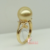 龙珠宫天然南洋珍珠戒指 18K金海水珍珠金珠指环正圆正品11-12mm