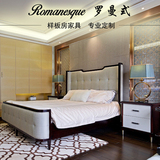 新中式床 样板房酒店会所卧室家具组合 现代1.8m实木双人床 婚床