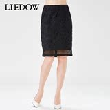 LIEDOW/蕾朵品牌专柜正品黑色半身裙通勤OL淑女职业修身显瘦裙子