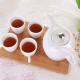 包邮欧式白色陶瓷茶具花茶茶具组咖啡杯碟套装配竹木架下午茶茶具