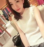 2016夏季韩版t恤吊带背心女修身短款流苏无袖打底衫针织衫