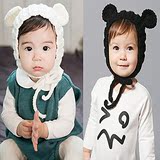韩国秋冬天新款可爱小熊耳朵男女宝宝护耳帽儿童针织套头毛线帽子