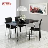 极简北欧大理石餐桌椅组合 现代简约不锈钢餐桌小户型饭桌A16
