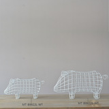 大千家居 欧式大小猪镂空白色铁艺摆件 创意样板房家居软装饰品