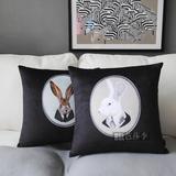 黑色兔子/鹿 先生 沙发靠垫抱枕 宜家 办公室 创意沙发靠枕腰枕