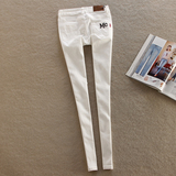 2015秋季新款白色牛仔小脚裤弹力修身显瘦铅笔长裤女式外穿打底裤