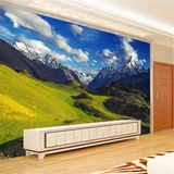 现代无缝3D立体电视背景墙壁纸客厅卧室风景 大型壁画草原美高山