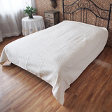 艳小花纯棉法兰绒纯色绗缝床盖空调被全棉床罩外贸出口白色