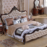 奢华欧式床奢华新古典后现代真皮床法式实木雕花公主美式床婚床
