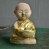 泰国工艺品 环保进口宗教会所 商务会所石雕人物佛像摆件烛台
