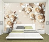 大型壁画卧室背景墙壁纸3d立体浮雕玫瑰花朵客厅沙发电视背景墙纸