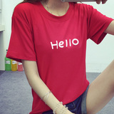 短袖t恤女2016夏韩版印花宽松学生装体恤半袖上衣服百搭打底衫潮