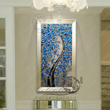 纯手绘欧式客厅玄关抽象油画 大幅竖版装饰有框挂画YDH028 发财树