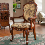 美式实木书椅复古欧式带扶手休闲椅子古典餐椅咖啡麻将椅特包邮