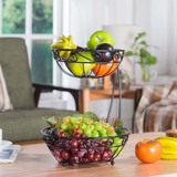 客厅两层水果盆欧式果篮铁艺水果盘时尚创意金属干果盆盘花篮花架